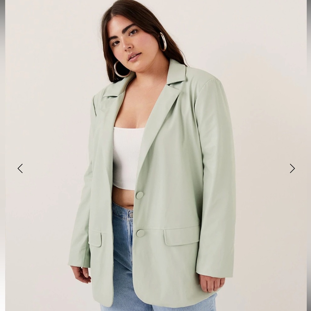NWT For Love & Lemons Talia Boyfriend Blazer in Green